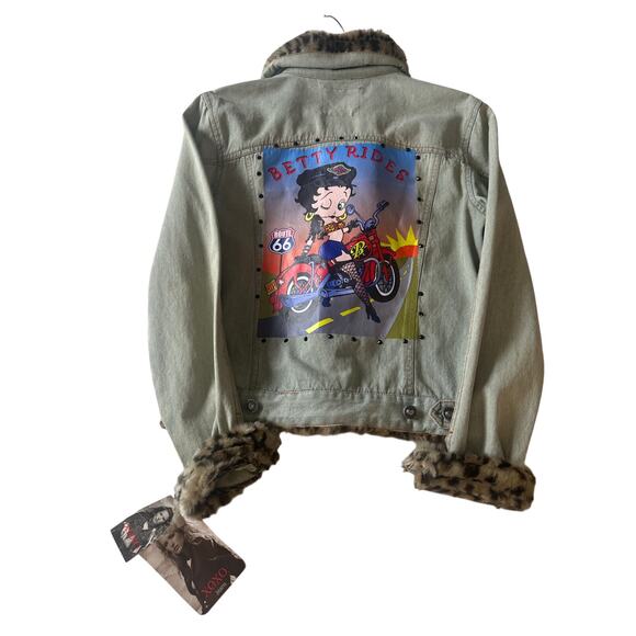 Rare Vintage Betty Boop Rides denim Jean jacket SzS
